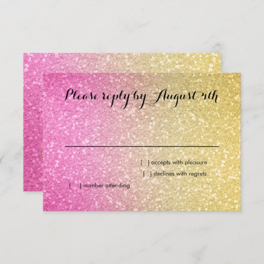 Glittery Gradient RSVP Hot Pink (Voorkant / Achterkant)