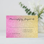 Glittery Gradient RSVP Hot Pink Kaartje (Staand voorkant)