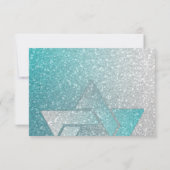 Glittery Gradient RSVP Turquoise Kaartje (Achterkant)