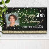 Glittery Green en Gold Happy Birthday-banner Spandoek