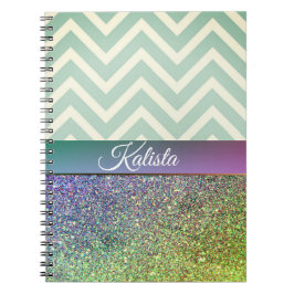 Glittery Green en Paarse Chevron Notitieboek