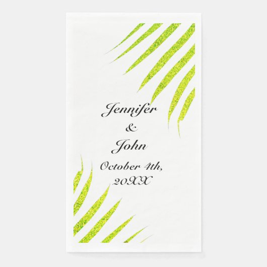 Glittery Green Gold Tropical Palm Leaf Weddings Servet (Voorkant)