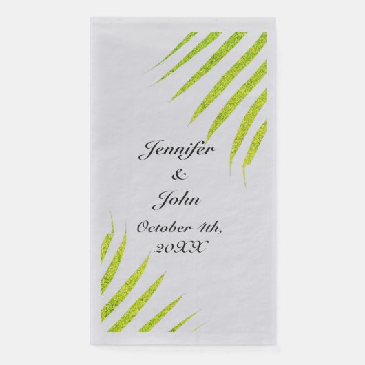 Glittery Green Gold Tropical Palm Weddings Silver Servet (Voorkant)