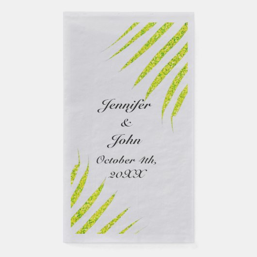 Glittery Green Gold Tropical Palm Weddings Silver Servet (Voorkant)