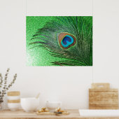 Glittery Green Peacock Feather still Life Poster (Keuken)