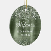 Glittery Green Sage Folie 65th Birthday Classic Keramisch Ornament (Rechts)
