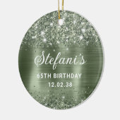 Glittery Green Sage Folie 65th Birthday Classic Keramisch Ornament (Links)