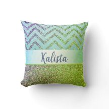 Glittery Groene en Paarse Chevron Gepersonaliseerd
