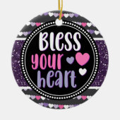 Glittery Heart Paars zonder hartklare kerst Keramisch Ornament (Voorkant)