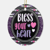 Glittery Heart Paars zonder hartklare kerst Keramisch Ornament (Links)