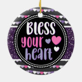 Glittery Heart Paars zonder hartklare kerst Keramisch Ornament (Achterkant)