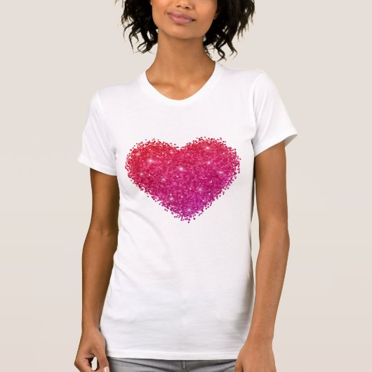 Glittery Heart Valentijnsdag geïnspireerd T-shirt (Voorkant)