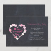 Glittery Hearts in Pink Valentijnsdag Party Kaart (Voorkant / Achterkant)