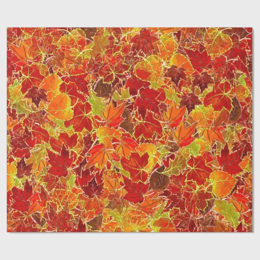 Glittery Herfst Maple Leaves Cadeaupapier (Vlak)