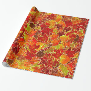 Glittery Herfst Maple Leaves Cadeaupapier