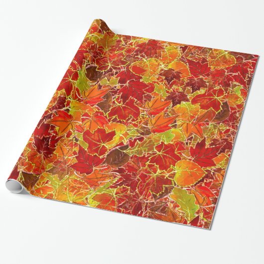 Glittery Herfst Maple Leaves Cadeaupapier (Uitgerold)