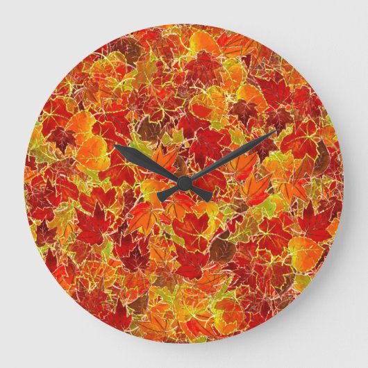 Glittery Herfst Maple Leaves Grote Klok (Voorkant)