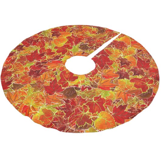 Glittery Herfst Maple Leaves Kerstboom Rok (Gekanteld)