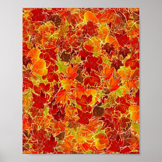 Glittery Herfst Maple Leaves Poster (Voorkant)