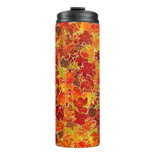Glittery Herfst Maple Leaves Thermosbeker (Voorkant)