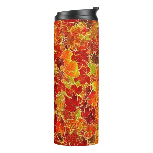 Glittery Herfst Maple Leaves Thermosbeker (Gedraaid links)