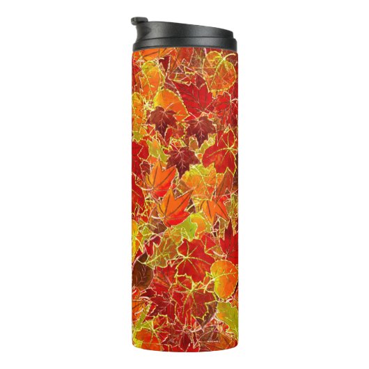 Glittery Herfst Maple Leaves Thermosbeker (Geroteerd rechts)