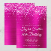 Glittery Hot Pink 30e verjaardag Kaart (Voorkant / Achterkant)