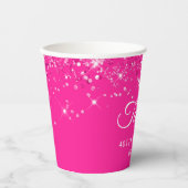 Glittery Hot Pink 40th Verjaardag Papieren Bekers (Voorkant)