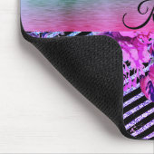 Glittery Hot Pink en Blauwgroen Floral Muismat (Hoek)