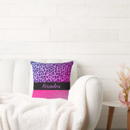 Glittery Hot Pink Leopard gepersonaliseerd Kussen