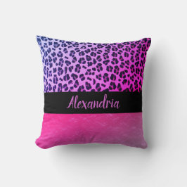 Glittery Hot Pink Leopard gepersonaliseerd Kussen