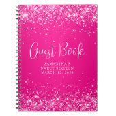 Glittery Hot Pink Ombre Sweet 16 Gast Notitieboek (Voorkant)