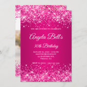 Glittery Hot Pink Raspberry Ombre Foto Kaart (Voorkant / Achterkant)