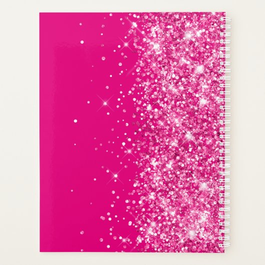 Glittery Hot Pink Swash Handtekening Planner (Achterkant)
