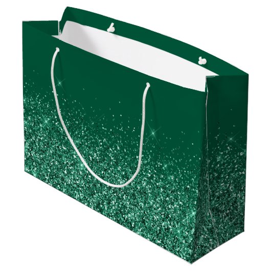 Glittery Hunter Green Schattige Bow Handtekening N Groot Cadeauzakje (Achterkant Gekanteld)