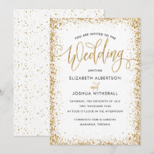 Glittery huwelijksuitnodiging in Faux Gold Glitter
