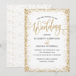 Glittery huwelijksuitnodiging in Faux Gold Glitter Kaart