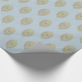 Glittery Ikat Medallion - Hemelblauw en goud Cadeaupapier (Hoek)
