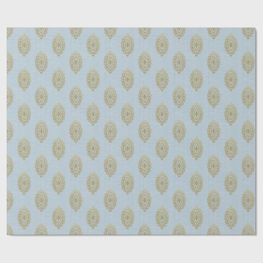 Glittery Ikat Medallion - Hemelblauw en goud Cadeaupapier (Vlak)