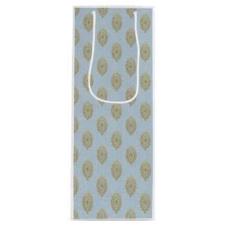 Glittery Ikat Medallion - Hemelblauw en goud Wijn Cadeautas