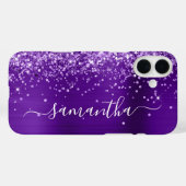 Glittery Indigo Paarse Girly Signature Case-Mate iPhone Case (Achterkant (horizontaal))