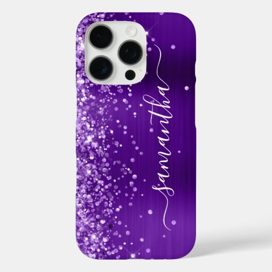 Glittery Indigo Paarse Glam Girly Signature Case-Mate iPhone Case (Achterkant)