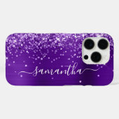 Glittery Indigo Paarse Glam Girly Signature Case-Mate iPhone Case (Achterkant (horizontaal))