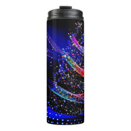 Glittery Kerstboom Blue Navy Thermal Tumbler Thermosbeker