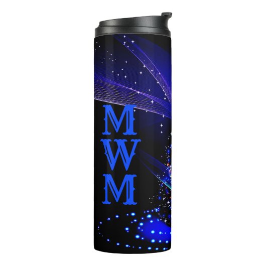 Glittery Kerstboom Blue Navy Thermal Tumbler Thermosbeker (Gedraaid links)