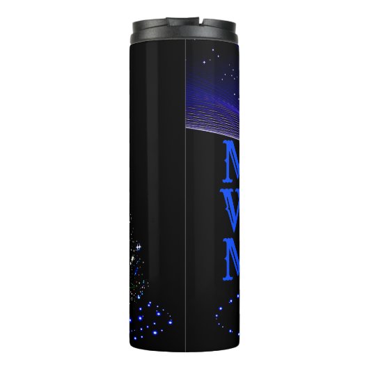 Glittery Kerstboom Blue Navy Thermal Tumbler Thermosbeker (Achterkant)