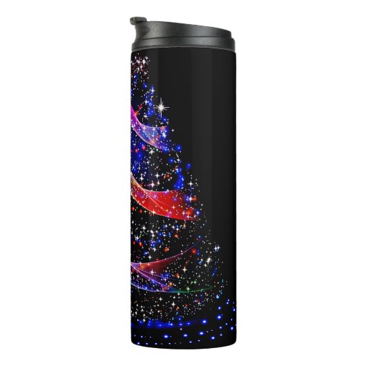 Glittery Kerstboom Blue Navy Thermal Tumbler Thermosbeker (Geroteerd rechts)