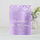 Glittery Lavendel Folie Mis XV Años Foto Kaart (Staand voorkant)