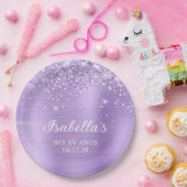 Glittery Lavendel Folie Mis XV Años Papieren Bordje (Feest)