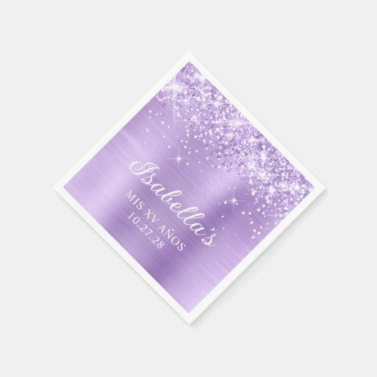 Glittery Lavendel Folie Mis XV Años Servet (Hoek)